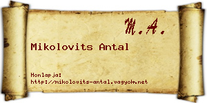 Mikolovits Antal névjegykártya